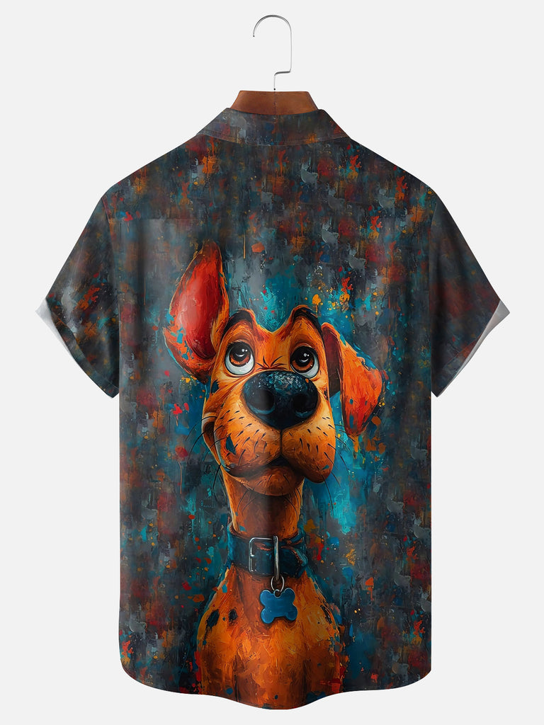 Men's Painted Scooby Doo Dog Short Sleeve ShirtMens short sleeve shirts Big and tall Mens shirts Short sleeve shirts for men Mens 4xl shirts Casual short sleeve shirts