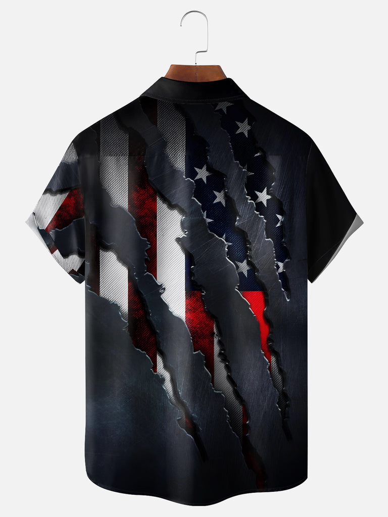 Men's American Flag Underneath Claw Marks Short Sleeve ShirtMens short sleeve shirts Big and tall Mens shirts Short sleeve shirts for men Mens 4xl shirts Casual short sleeve shirts