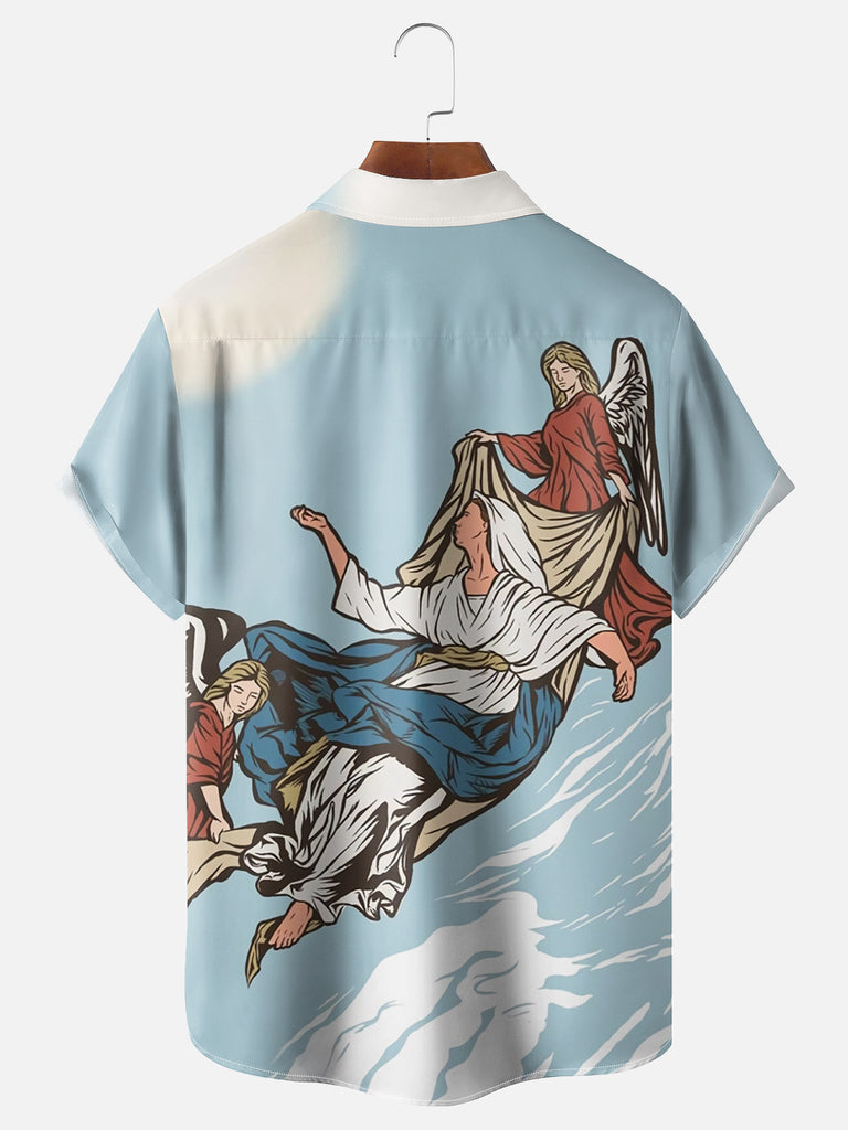 Men's Beautiful Angel Painting Short Sleeve ShirtMens short sleeve shirts Big and tall Mens shirts Short sleeve shirts for men Mens 4xl shirts Casual short sleeve shirts