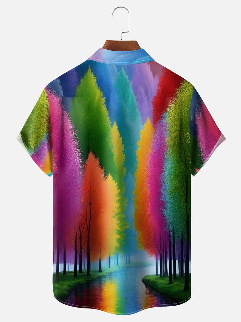 Men's Colors of the Seasons Painted Trees Short Sleeve ShirtMens short sleeve shirts Big and tall Mens shirts Short sleeve shirts for men Mens 4xl shirts Casual short sleeve shirts