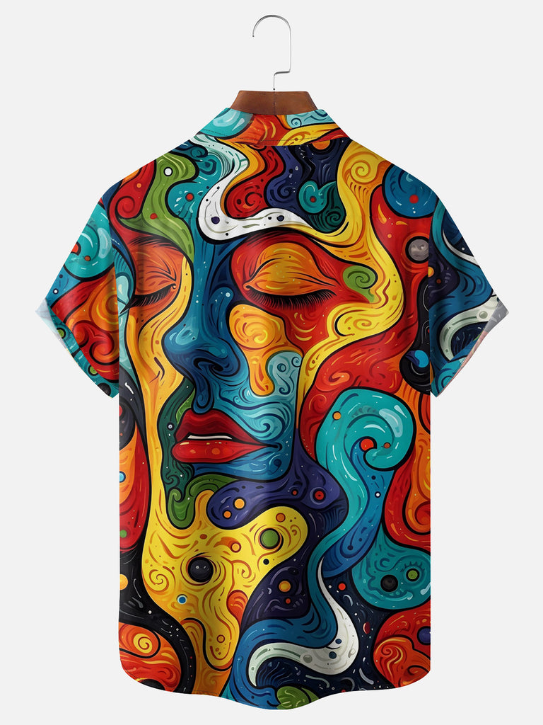 Men's Abstract Art Face Lips Short Sleeve ShirtMens short sleeve shirts Big and tall Mens shirts Short sleeve shirts for men Mens 4xl shirts Casual short sleeve shirts