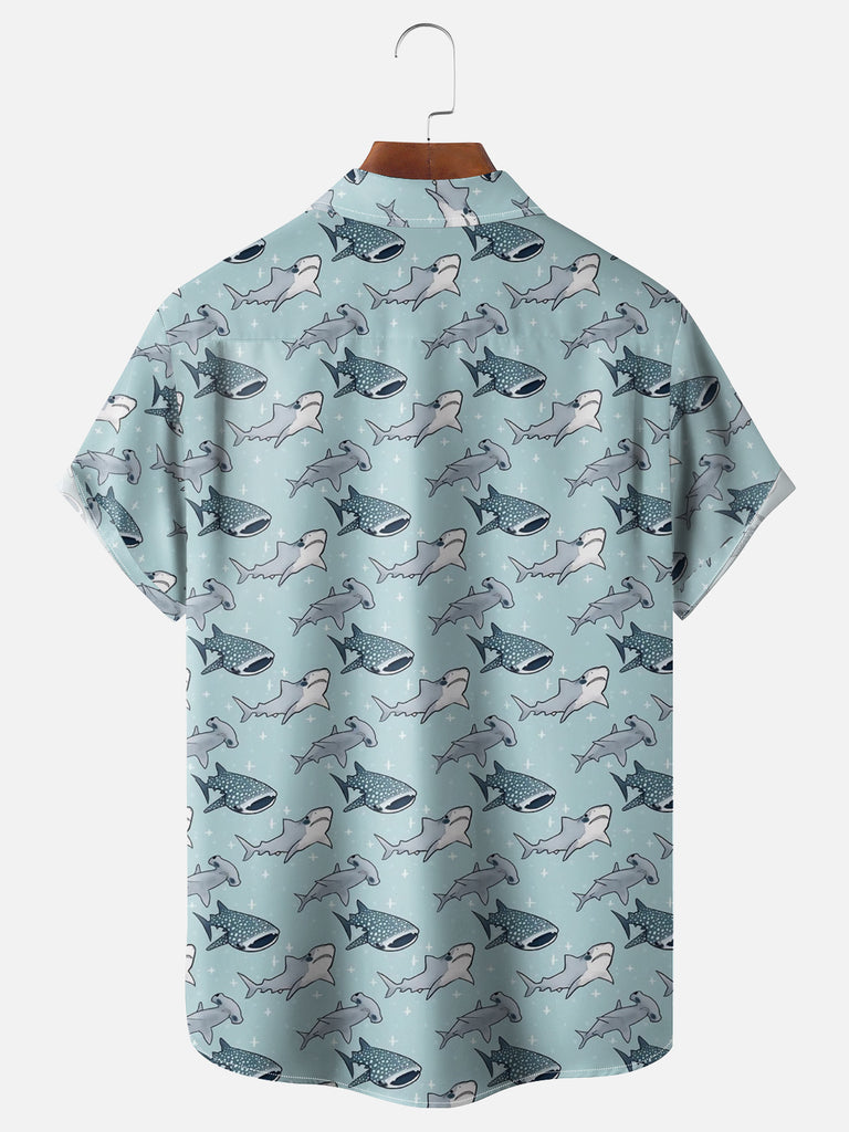 Men's Whale Shark and Great White All Over Print Short Sleeve ShirtMens short sleeve shirts Big and tall Mens shirts Short sleeve shirts for men Mens 4xl shirts Casual short sleeve shirts