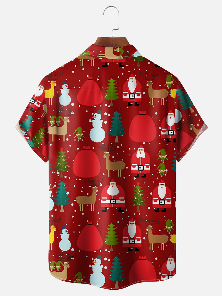 Men's Merry Christmas Santa Tree Reindeer All Over Print Short Sleeve ShirtMens short sleeve shirts Big and tall Mens shirts Short sleeve shirts for men Mens 4xl shirts Casual short sleeve shirts