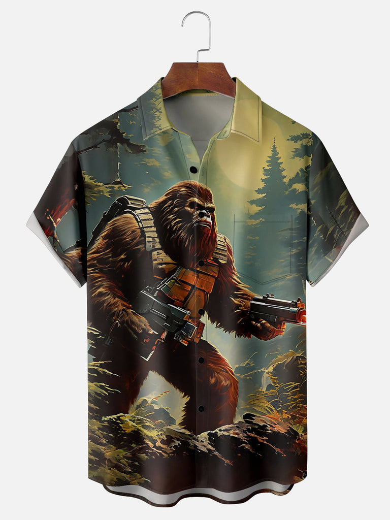 Men's Army Gorilla Solider with Guns Short Sleeve ShirtMens short sleeve shirts Big and tall Mens shirts Short sleeve shirts for men Mens 4xl shirts Casual short sleeve shirts