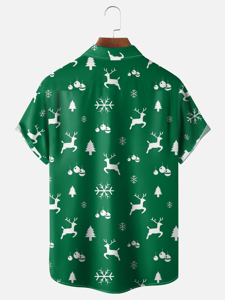 Merry Christmas From Cute Santa Reindeer Snowman and Fox Short Sleeve Shirt, mens short sleeve shirts¡ê?big and tall mens shirts¡ê?short sleeve shirts for men¡ê?mens 4xl shirts¡ê?casual short sleeve shirts