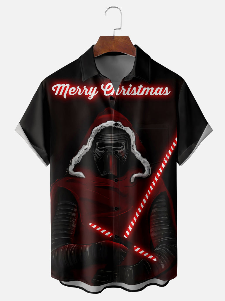 Men's Star Wars Darth Vader Wishes You a Merry Christmas Short Sleeve ShirtMens short sleeve shirts Big and tall Mens shirts Short sleeve shirts for men Mens 4xl shirts Casual short sleeve shirts