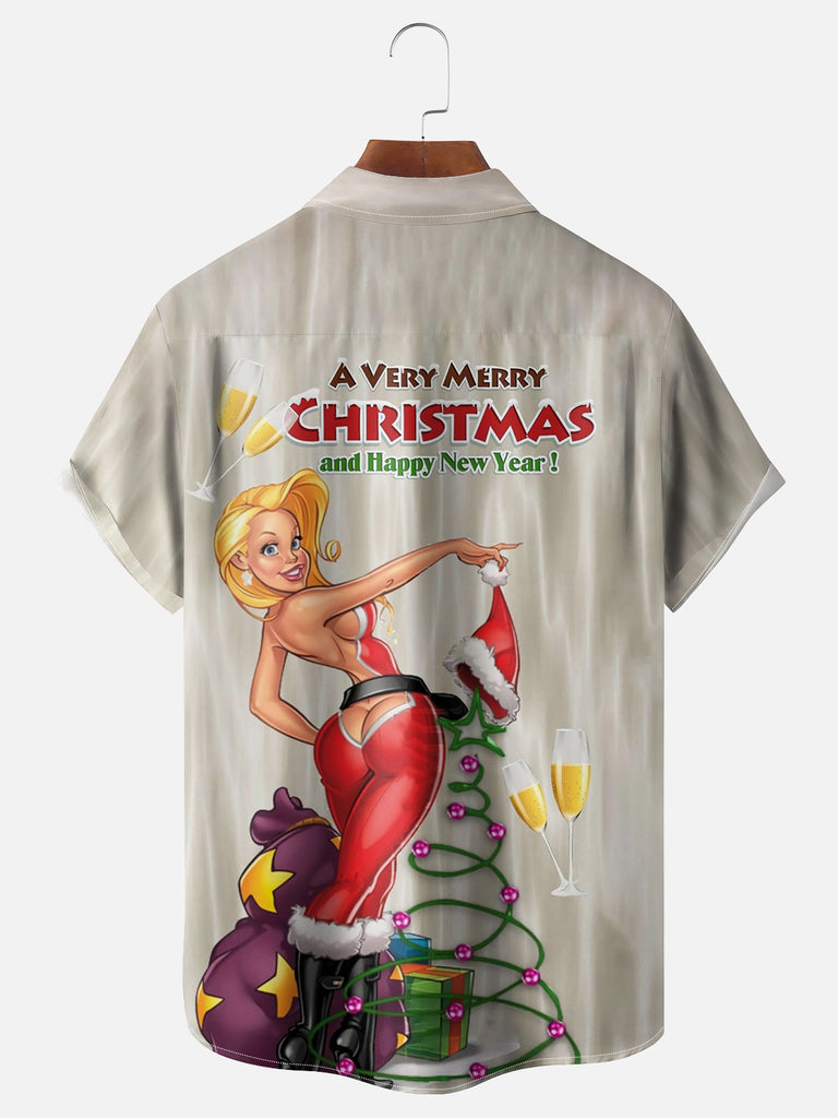 Men's Merry Christmas Blonde Beauty Short Sleeve ShirtMens short sleeve shirts Big and tall Mens shirts Short sleeve shirts for men Mens 4xl shirts Casual short sleeve shirts