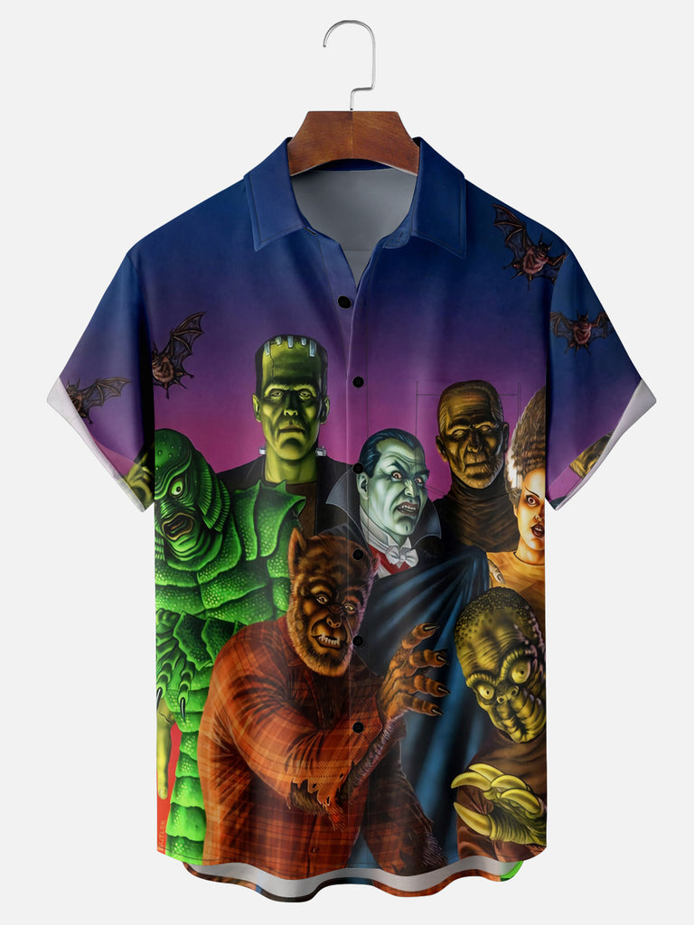 Men's Classic Halloween Characters Short Sleeve ShirtMens short sleeve shirts Big and tall Mens shirts Short sleeve shirts for men Mens 4xl shirts Casual short sleeve shirts