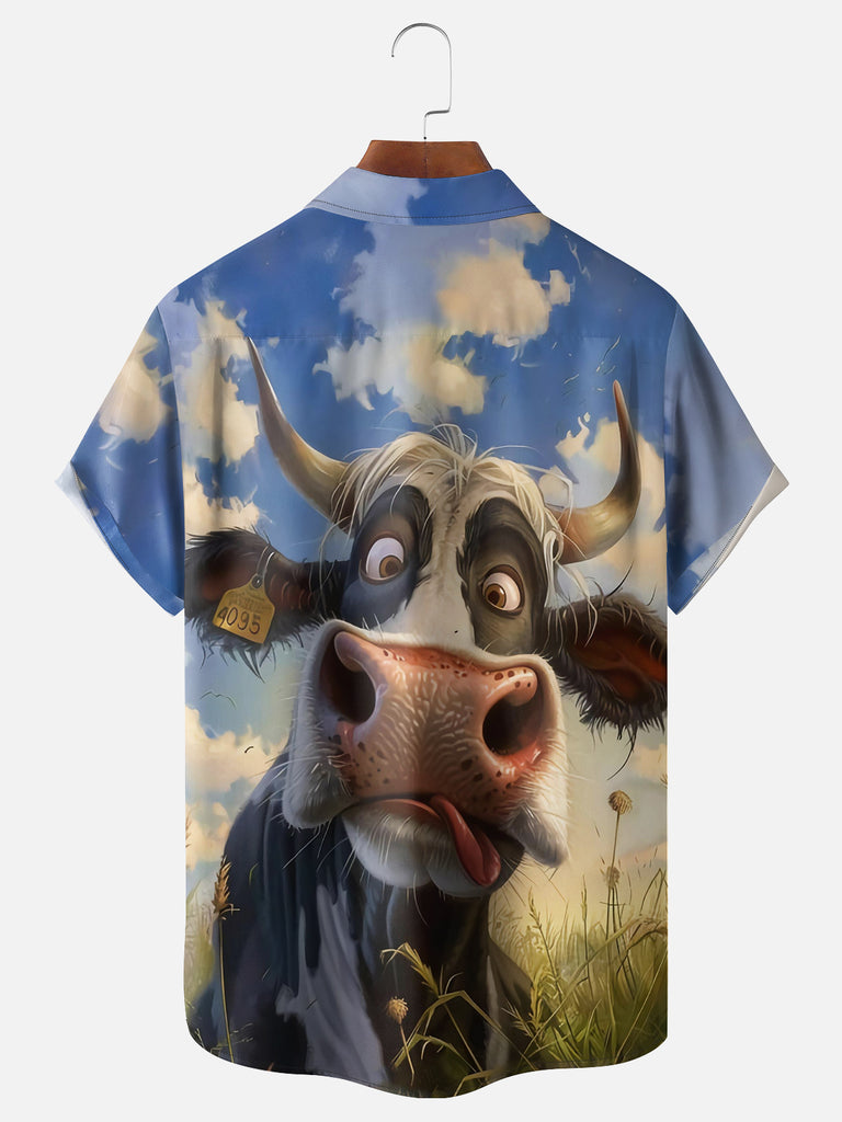 Men's Derpy Cow Short Sleeve ShirtMens short sleeve shirts Big and tall Mens shirts Short sleeve shirts for men Mens 4xl shirts Casual short sleeve shirts