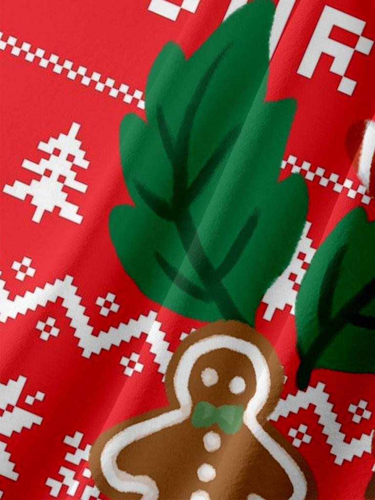 Merry Christmas Festive Gingerbread Man Candy Cane Short Sleeve Shirt, mens short sleeve shirts¡ê?big and tall mens shirts¡ê?short sleeve shirts for men¡ê?mens 4xl shirts¡ê?casual short sleeve shirts