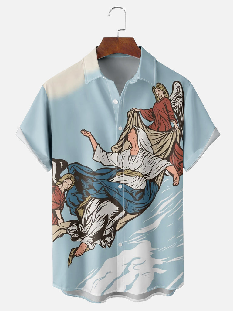 Men's Beautiful Angel Painting Short Sleeve ShirtMens short sleeve shirts Big and tall Mens shirts Short sleeve shirts for men Mens 4xl shirts Casual short sleeve shirts