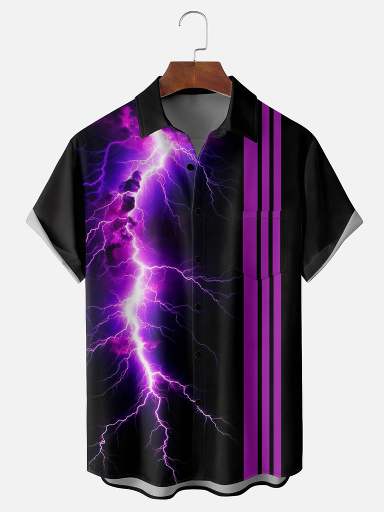 Men's Purple Lightening Bolt Striped Short Sleeve ShirtMens short sleeve shirts Big and tall Mens shirts Short sleeve shirts for men Mens 4xl shirts Casual short sleeve shirts