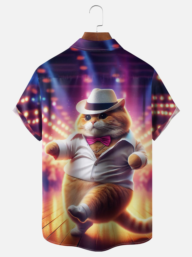 Men's Dancing Suave Fat Ginger Cat Short Sleeve ShirtMens short sleeve shirts Big and tall Mens shirts Short sleeve shirts for men Mens 4xl shirts Casual short sleeve shirts