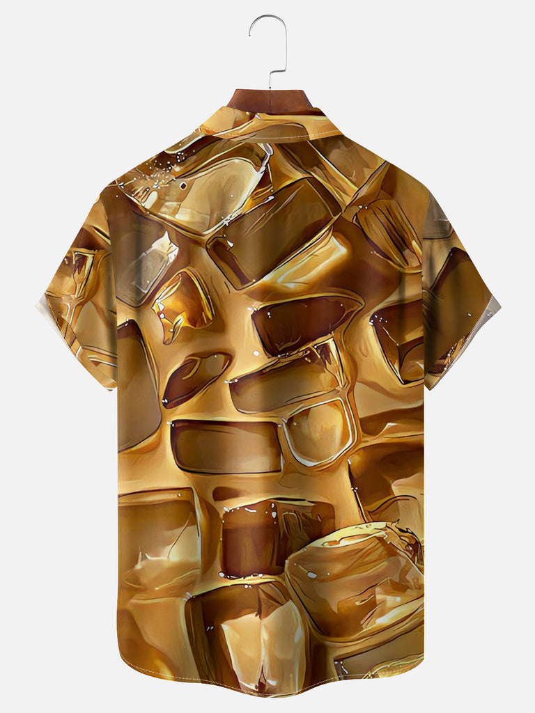 Close up of an Iced Coffee Latte Short Sleeve Shirt, mens short sleeve shirts£¬big and tall mens shirts£¬short sleeve shirts for men£¬mens 4xl shirts£¬casual short sleeve shirts