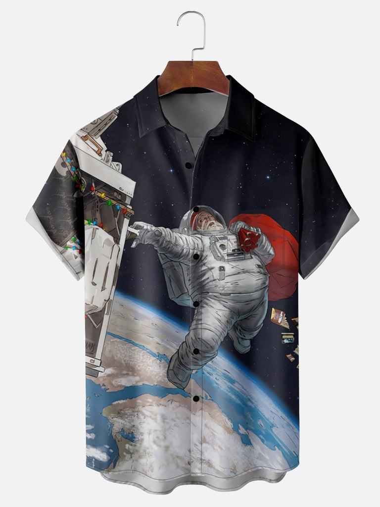 Men's Santa's Job Got Harder Now Outer Space Short Sleeve ShirtMens short sleeve shirts Big and tall Mens shirts Short sleeve shirts for men Mens 4xl shirts Casual short sleeve shirts