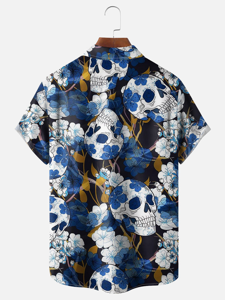 Men's Skulls Flowers Floral Leaves Short Sleeve ShirtMens short sleeve shirts Big and tall Mens shirts Short sleeve shirts for men Mens 4xl shirts Casual short sleeve shirts