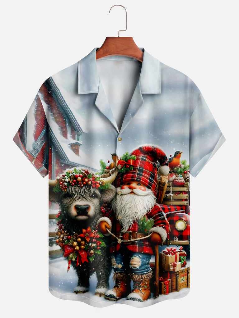 Men's Christmas Lumberjack Santa Short Sleeve ShirtMens short sleeve shirts Big and tall Mens shirts Short sleeve shirts for men Mens 4xl shirts Casual short sleeve shirts