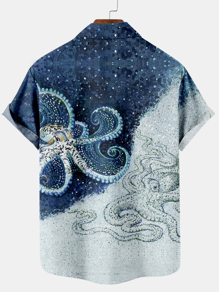 Hawaiian Octopus Print Casual Men's Short Sleeve ShirtMens short sleeve shirts Big and tall Mens shirts Short sleeve shirts for men Mens 4xl shirts Casual short sleeve shirts