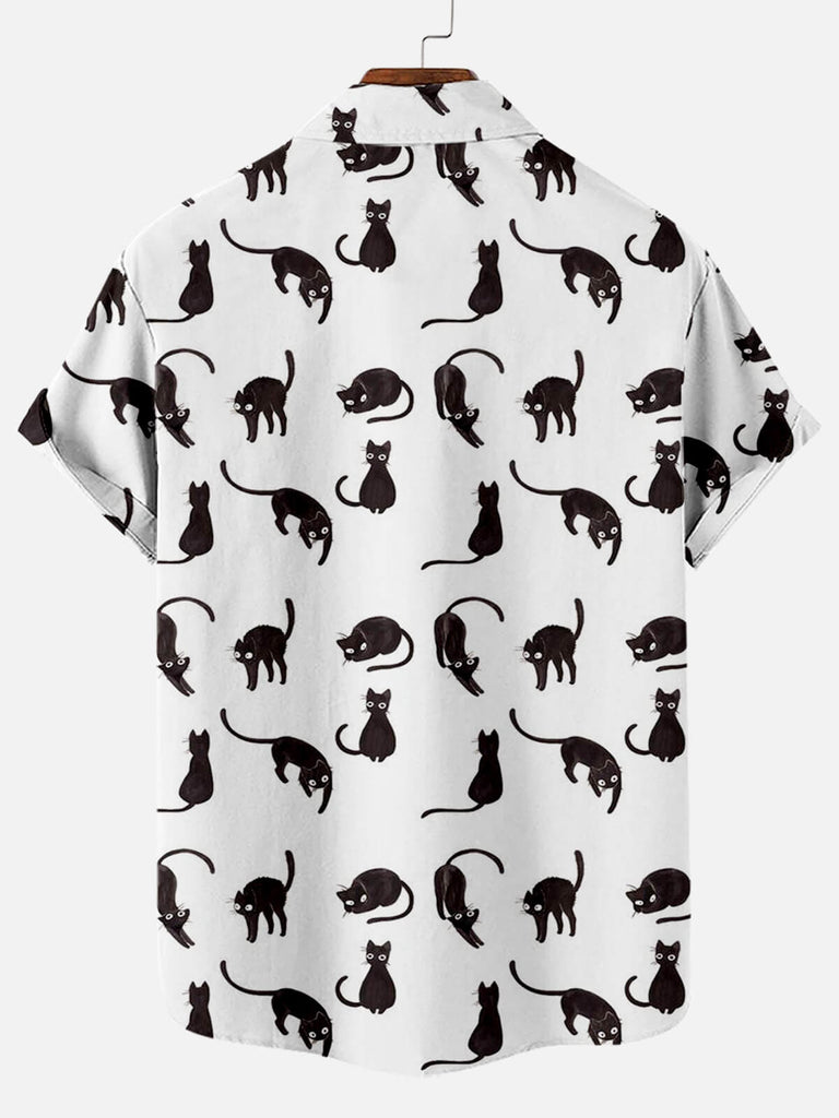 Black Cat Pattern Men's Short Sleeve TopMens short sleeve shirts Big and tall Mens shirts Short sleeve shirts for men Mens 4xl shirts Casual short sleeve shirts