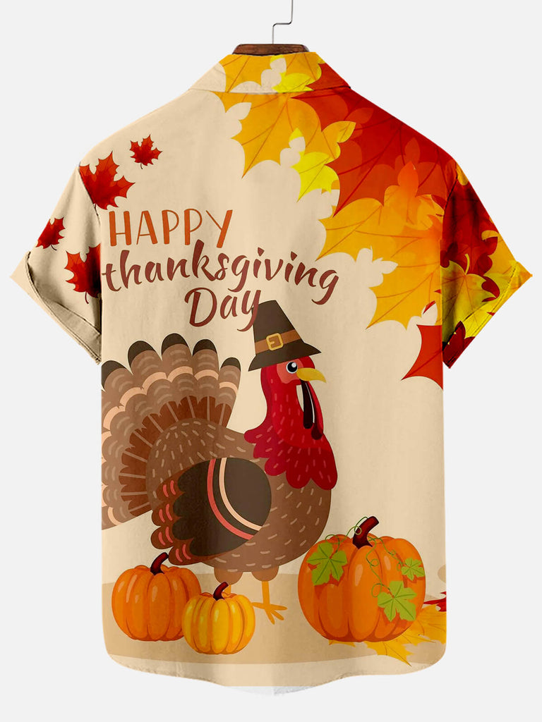 Thanksgiving Screaming Turkey Illustration Men's Short Sleeve ShirtMens short sleeve shirts Big and tall Mens shirts Short sleeve shirts for men Mens 4xl shirts Casual short sleeve shirts