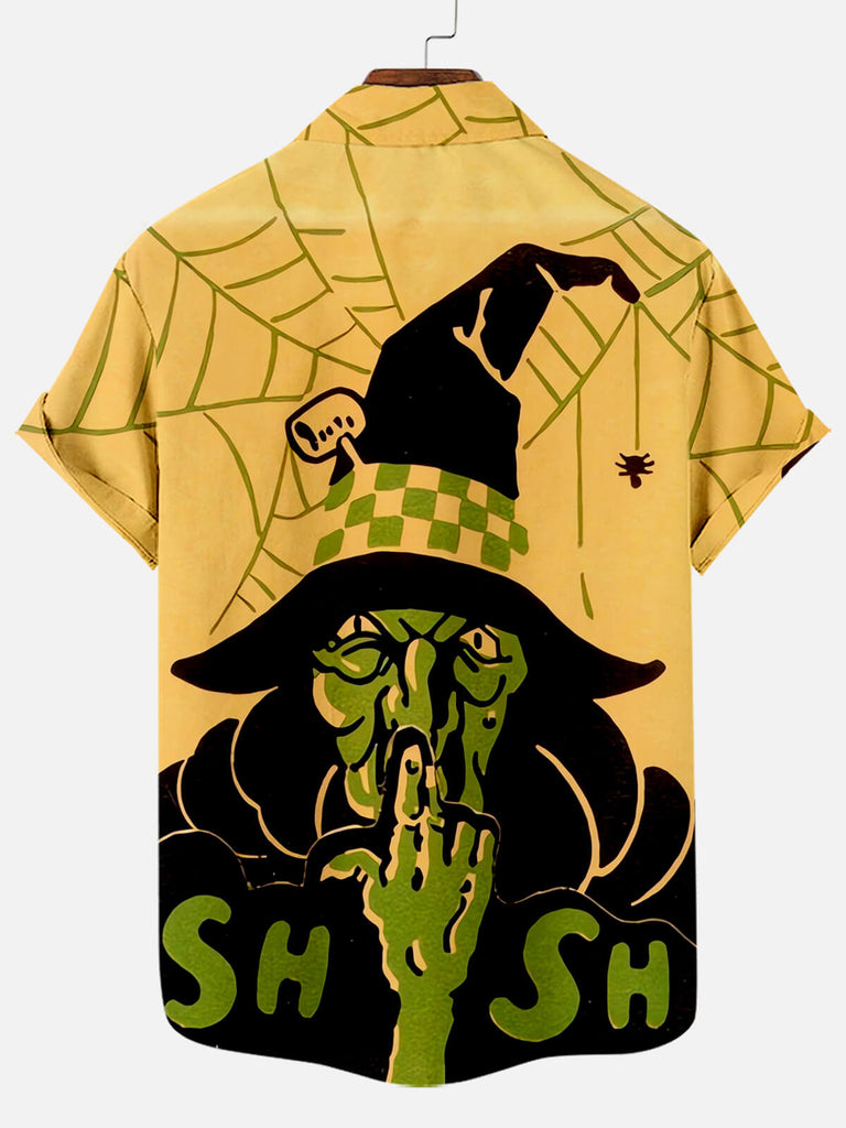 Halloween Witch Spider Web Short Sleeve ShirtMens short sleeve shirts Big and tall Mens shirts Short sleeve shirts for men Mens 4xl shirts Casual short sleeve shirts