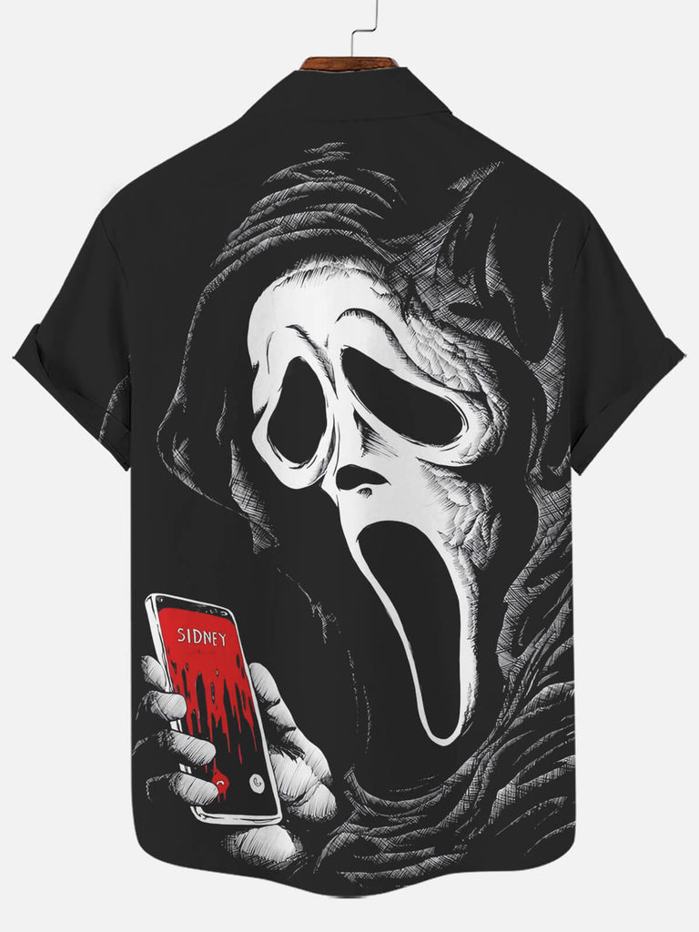 Halloween Scream Short Sleeve Pocket ShirtMens short sleeve shirts Big and tall Mens shirts Short sleeve shirts for men Mens 4xl shirts Casual short sleeve shirts