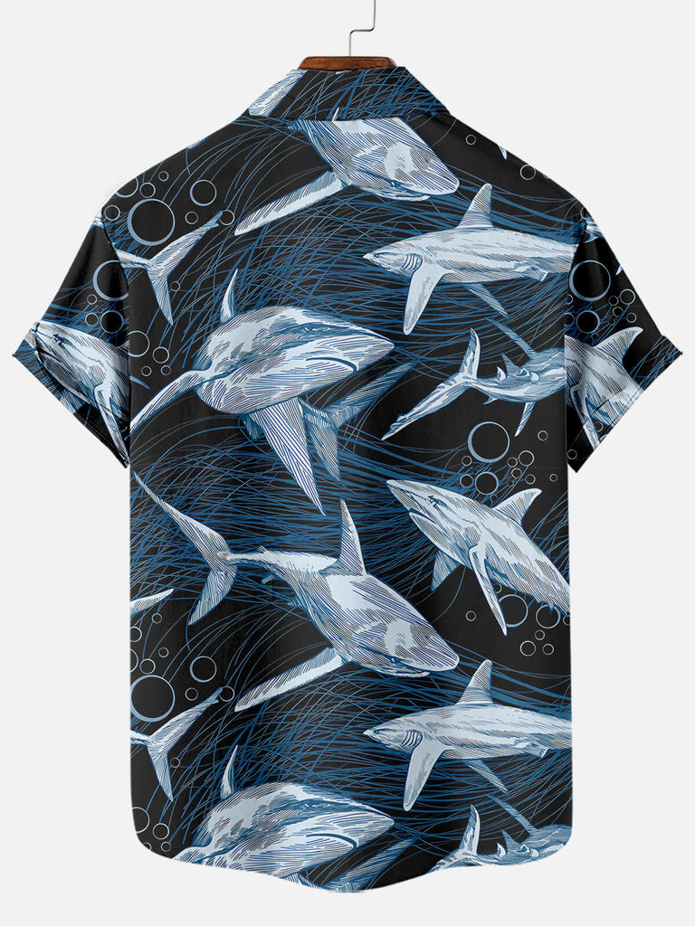 Men's Fun Shark Print Short Sleeve ShirtMens short sleeve shirts Big and tall Mens shirts Short sleeve shirts for men Mens 4xl shirts Casual short sleeve shirts