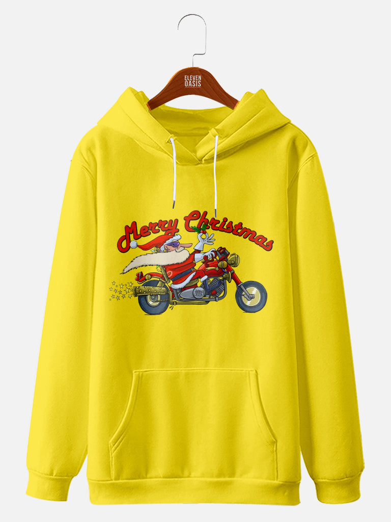 Santa on a Motorcycle Merry Christmas Yellow Hoodie, mens short sleeve shirts¡ê?big and tall mens shirts¡ê?short sleeve shirts for men¡ê?mens 4xl shirts¡ê?casual short sleeve shirts