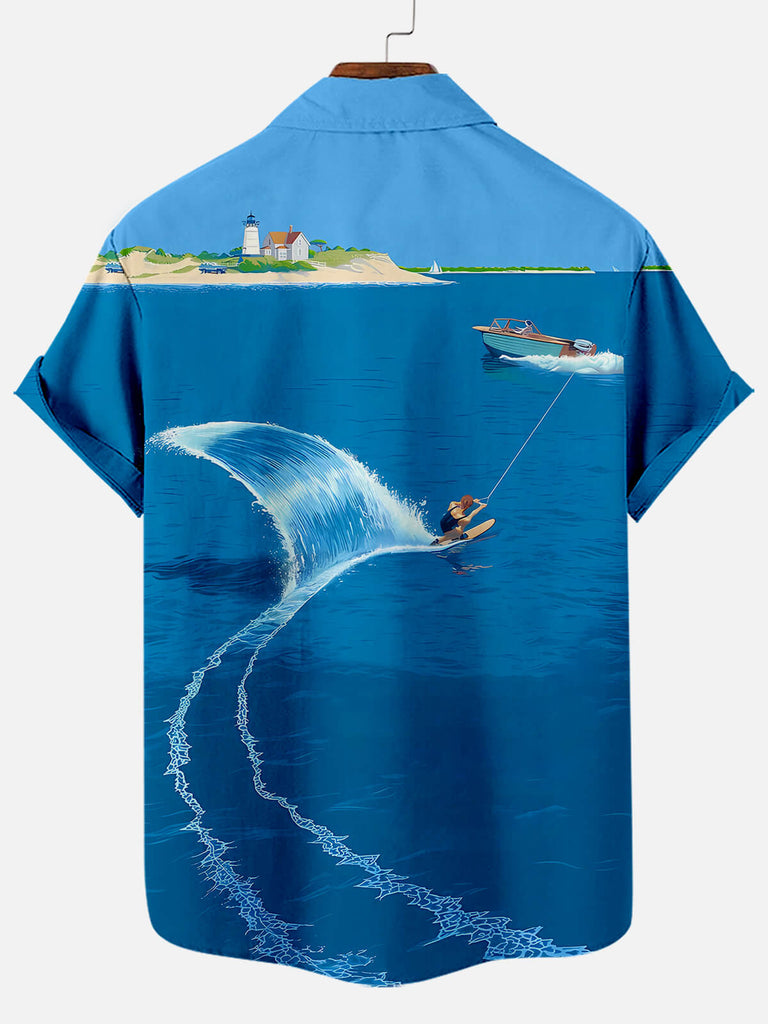 Men's Hawaiian Great White Shark Print Short Sleeve ShirtMens short sleeve shirts Big and tall Mens shirts Short sleeve shirts for men Mens 4xl shirts Casual short sleeve shirts