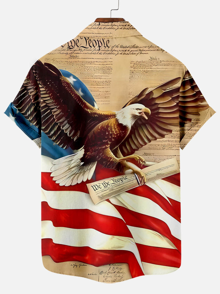 Men's American Flag Eagle Print Short Sleeve ShirtMens short sleeve shirts Big and tall Mens shirts Short sleeve shirts for men Mens 4xl shirts Casual short sleeve shirts