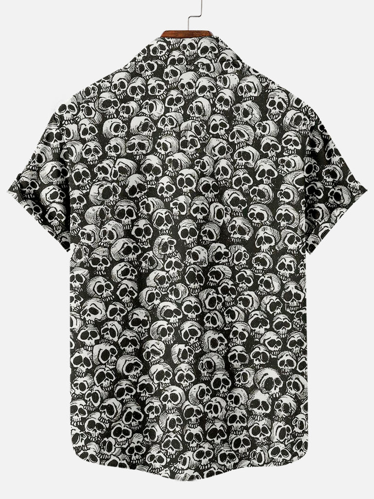 Halloween Skull Pattern Men's Short Sleeve ShirtMens short sleeve shirts Big and tall Mens shirts Short sleeve shirts for men Mens 4xl shirts Casual short sleeve shirts