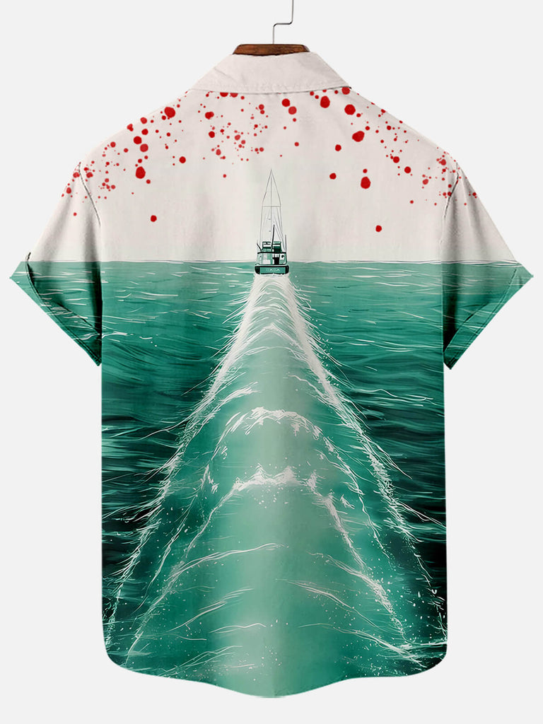 Men's Hawaiian Great White Shark Print Short Sleeve ShirtMens short sleeve shirts Big and tall Mens shirts Short sleeve shirts for men Mens 4xl shirts Casual short sleeve shirts