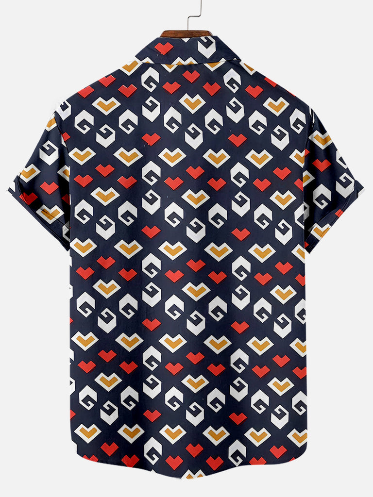 Men's All Over Print Simple Heart Pattern Casual Short Sleeve ShirtMens short sleeve shirts Big and tall Mens shirts Short sleeve shirts for men Mens 4xl shirts Casual short sleeve shirts