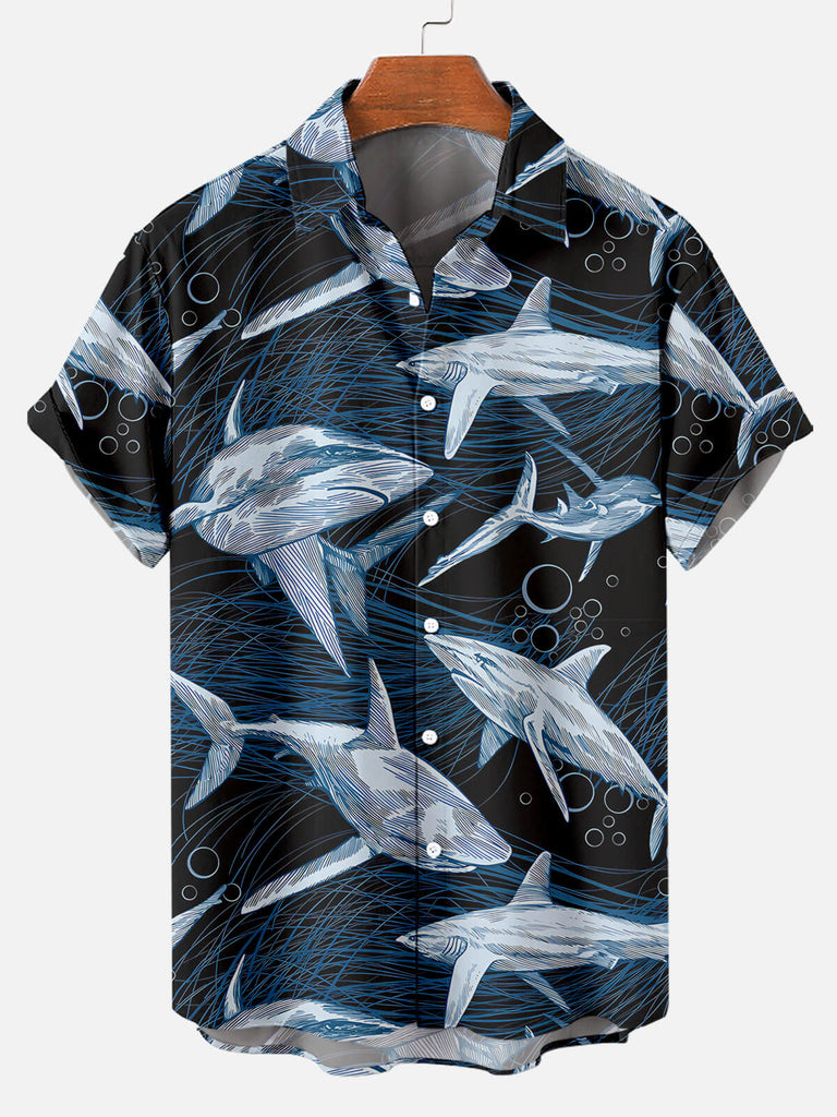 Men's Fun Shark Print Short Sleeve ShirtMens short sleeve shirts Big and tall Mens shirts Short sleeve shirts for men Mens 4xl shirts Casual short sleeve shirts