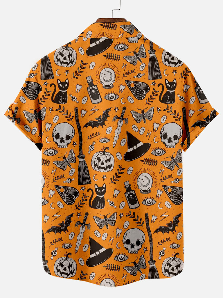 Halloween Elements Hand-drawn Short Sleeve ShirtMens short sleeve shirts Big and tall Mens shirts Short sleeve shirts for men Mens 4xl shirts Casual short sleeve shirts