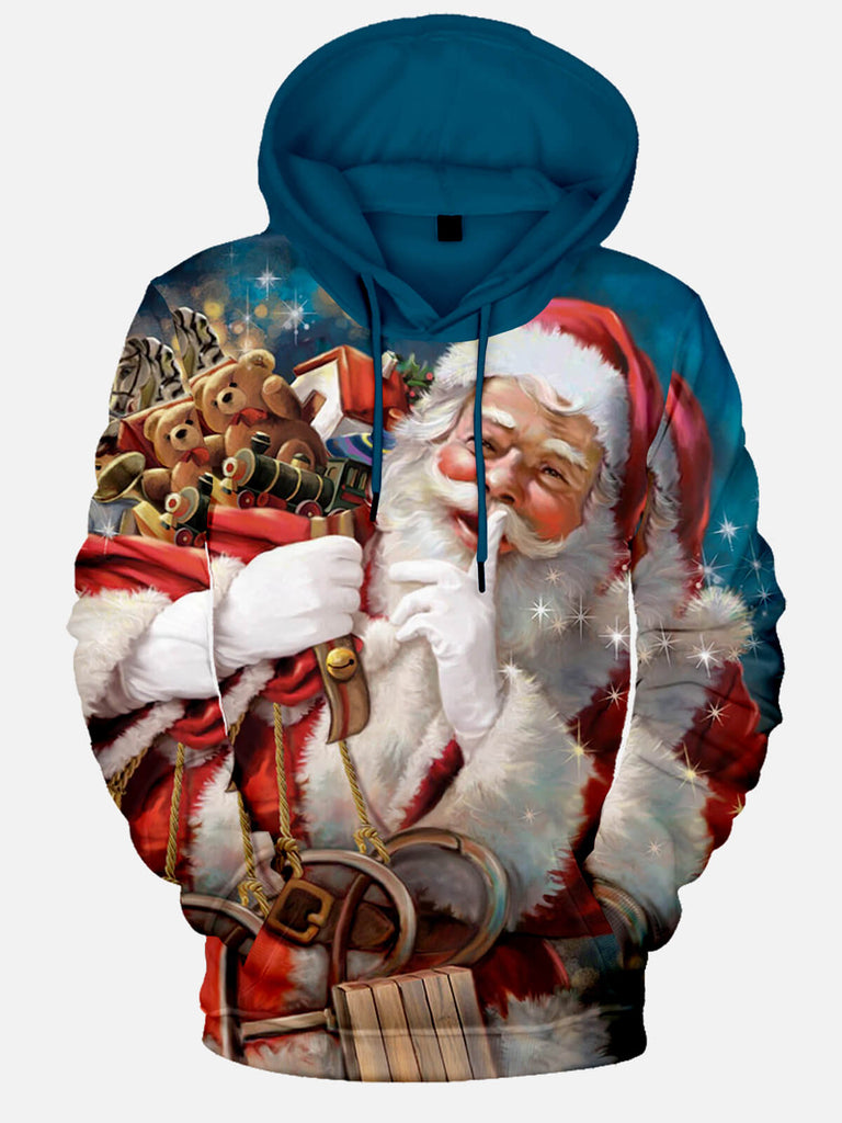 Christmas Print Santa with Presents Long-Sleeved HoodieMens short sleeve shirts Big and tall Mens shirts Short sleeve shirts for men Mens 4xl shirts Casual short sleeve shirts