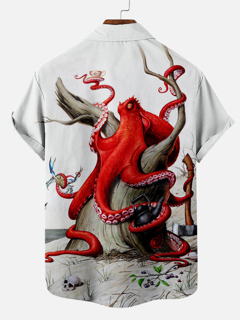 Fun Octopus Print Men's Short Sleeve ShirtMens short sleeve shirts Big and tall Mens shirts Short sleeve shirts for men Mens 4xl shirts Casual short sleeve shirts