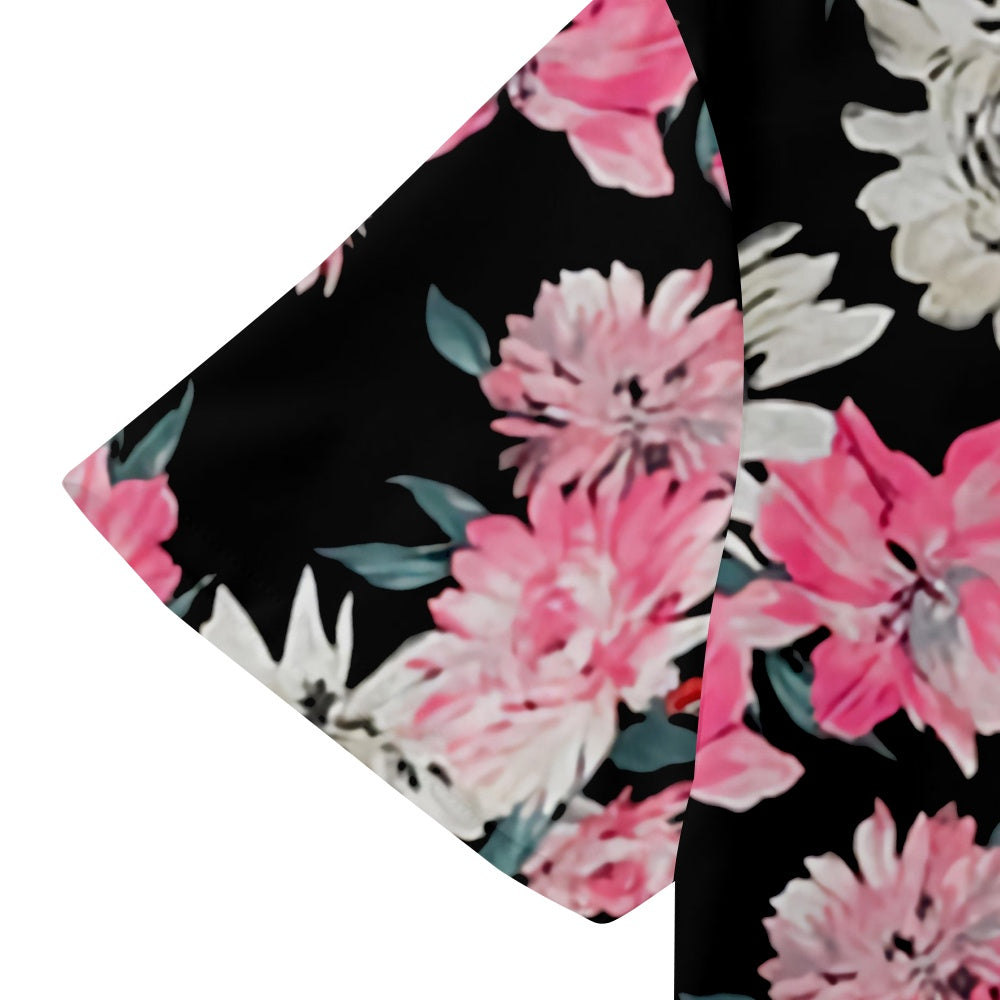 Men's Floral Print Pink White Flowers Short Sleeve ShirtMens short sleeve shirts Big and tall Mens shirts Short sleeve shirts for men Mens 4xl shirts Casual short sleeve shirts