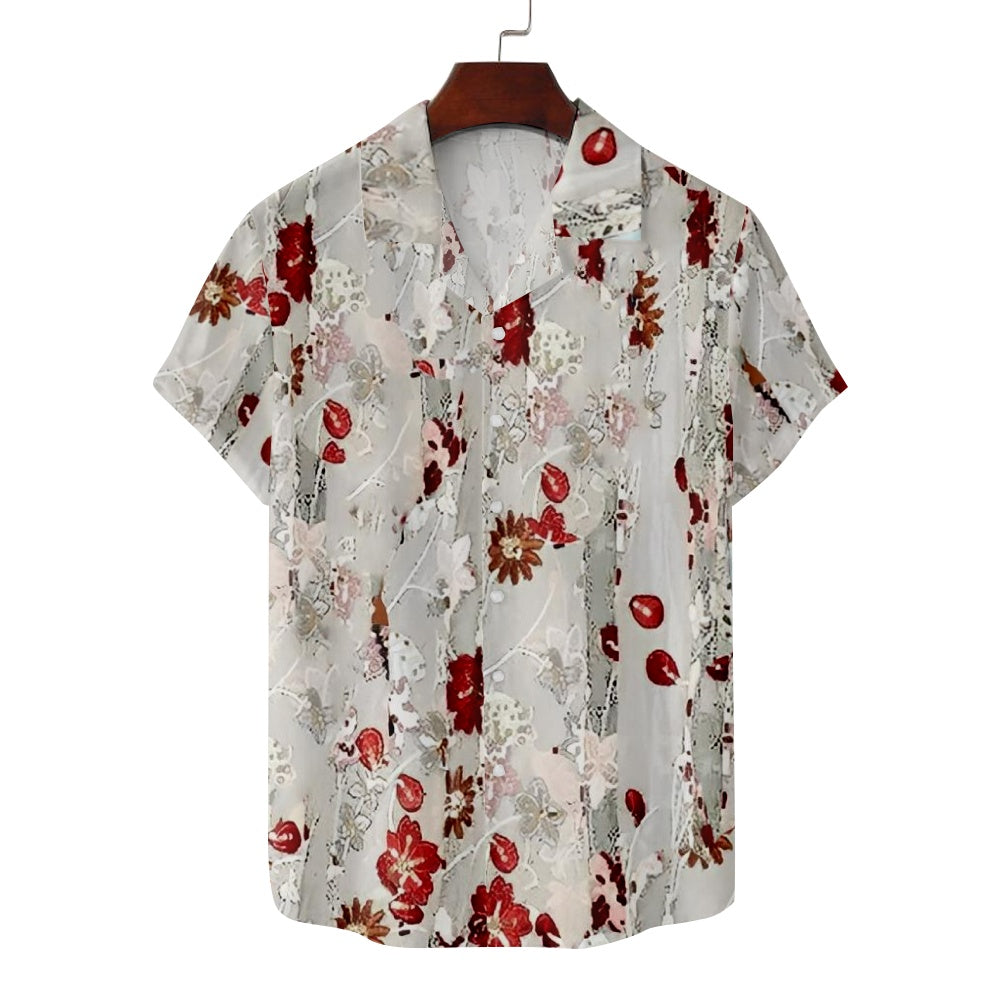 Men's Floral Print Autumn Fall Flowers Short Sleeve ShirtMens short sleeve shirts Big and tall Mens shirts Short sleeve shirts for men Mens 4xl shirts Casual short sleeve shirts