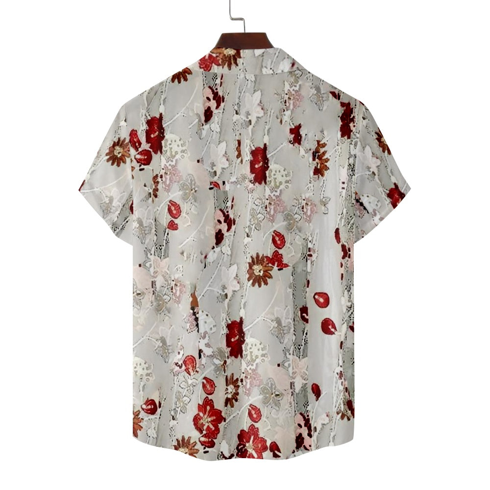 Men's Floral Print Autumn Fall Flowers Short Sleeve ShirtMens short sleeve shirts Big and tall Mens shirts Short sleeve shirts for men Mens 4xl shirts Casual short sleeve shirts