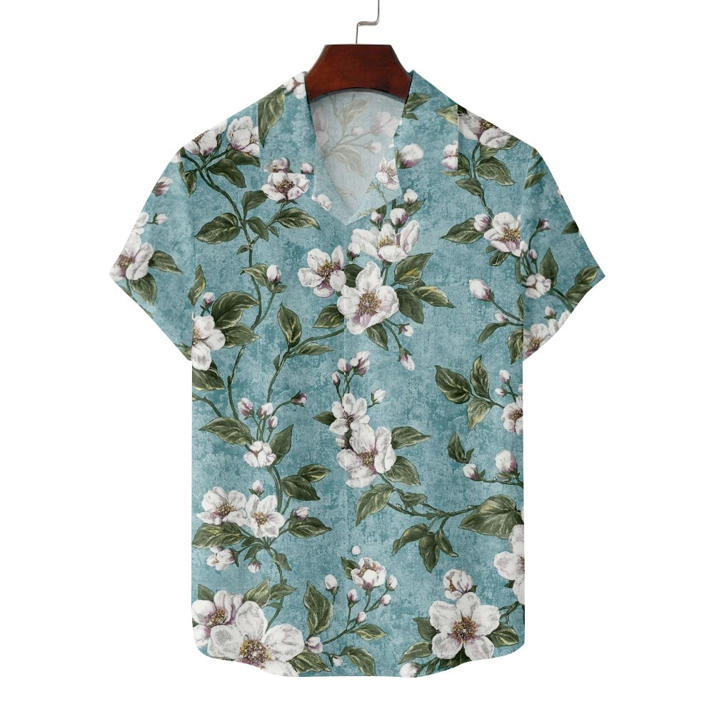 Men's Floral Print Vintage Illustrated Flowers Short Sleeve ShirtMens short sleeve shirts Big and tall Mens shirts Short sleeve shirts for men Mens 4xl shirts Casual short sleeve shirts