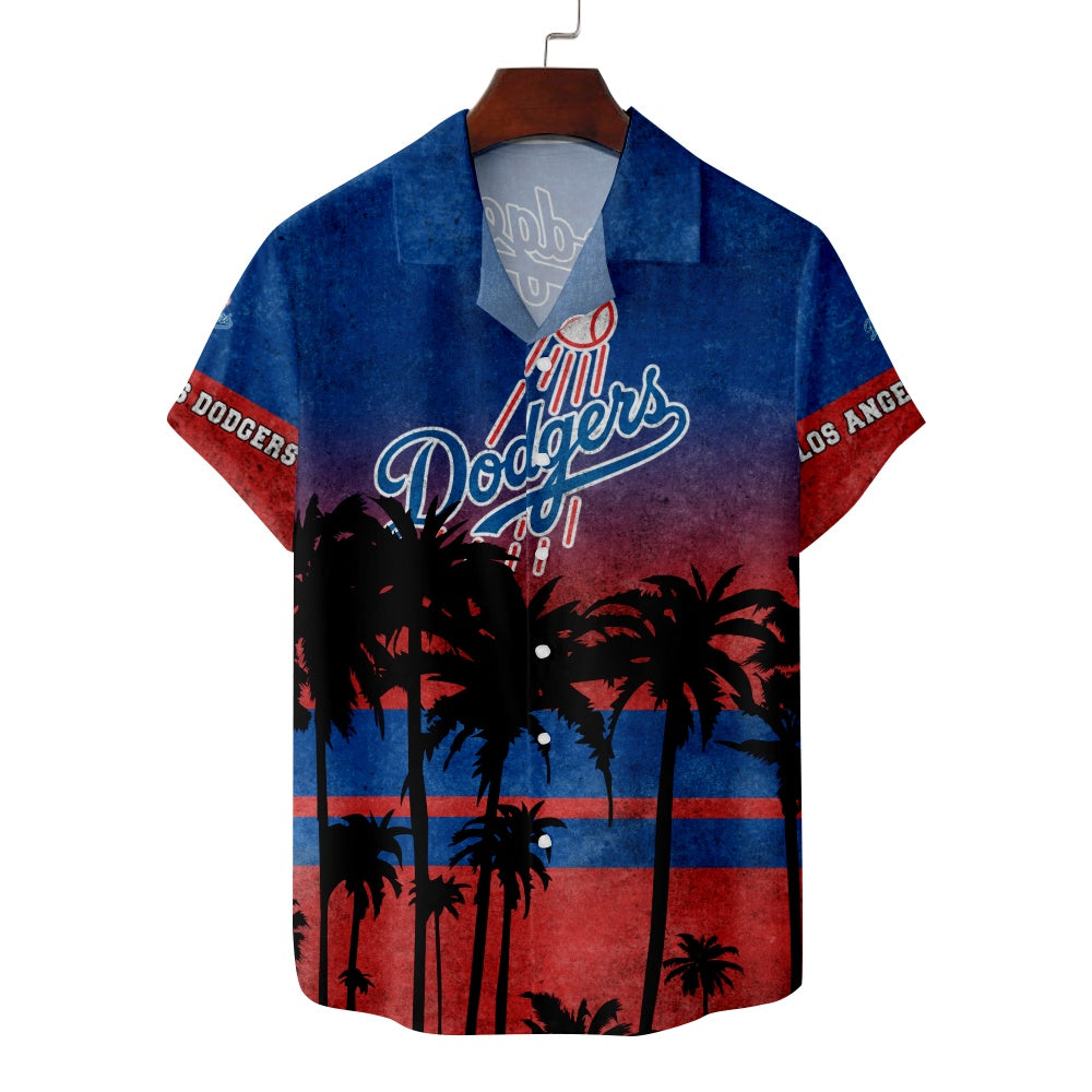 Los Angeles Dodgers Baseball Hawaiian Palm Tree Short Sleeve ShirtMens short sleeve shirts Big and tall Mens shirts Short sleeve shirts for men Mens 4xl shirts Casual short sleeve shirts