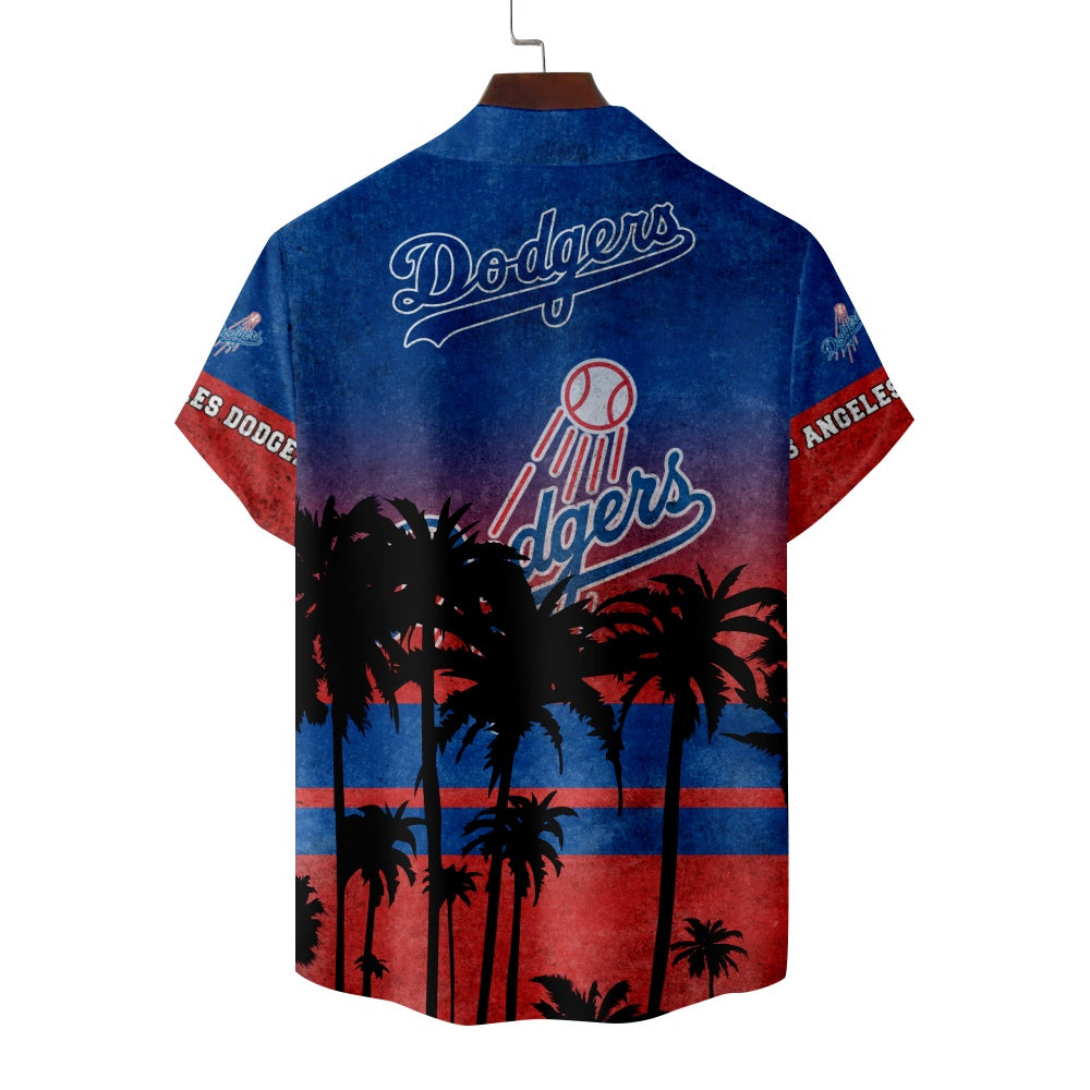 Los Angeles Dodgers Baseball Hawaiian Palm Tree Short Sleeve ShirtMens short sleeve shirts Big and tall Mens shirts Short sleeve shirts for men Mens 4xl shirts Casual short sleeve shirts