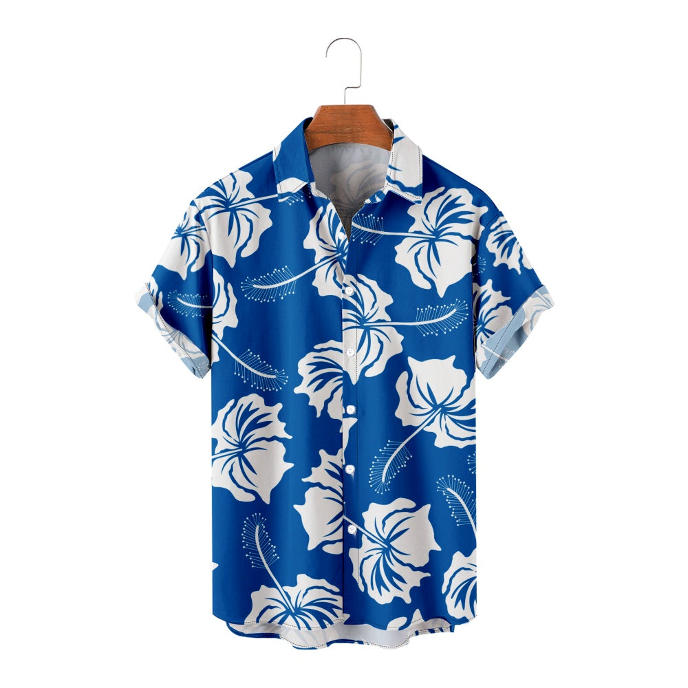 Men's Casual All Over Hawaiian Floral Hibiscus Short Sleeve Shirt ...