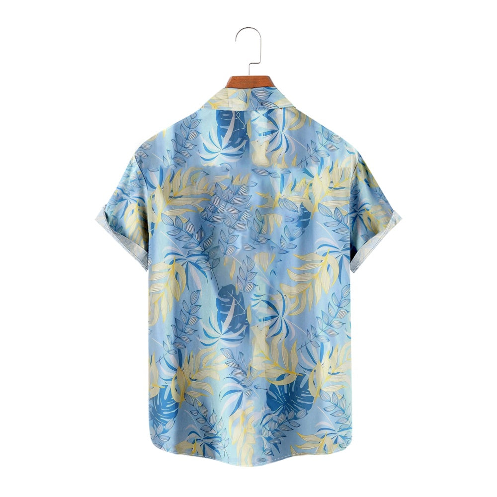 Men's Casual All Over Leaf Print Everyday Short Sleeve ShirtMens short sleeve shirts Big and tall Mens shirts Short sleeve shirts for men Mens 4xl shirts Casual short sleeve shirts