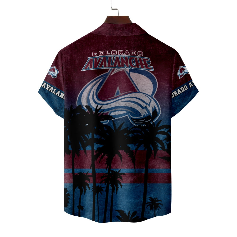 Colorado Avalanche Ice Hockey Hawaiian Palm Tree Short Sleeve ShirtMens short sleeve shirts Big and tall Mens shirts Short sleeve shirts for men Mens 4xl shirts Casual short sleeve shirts