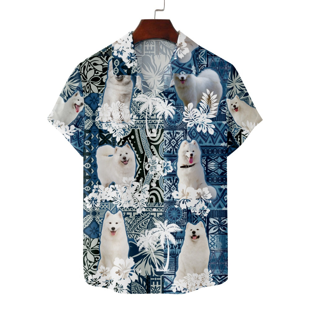 Men's Samoyed Dog Hawaiian Print Short Sleeve ShirtMens short sleeve shirts Big and tall Mens shirts Short sleeve shirts for men Mens 4xl shirts Casual short sleeve shirts