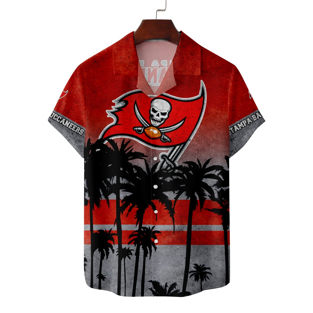 Tampa Bay Buccaneers American Football Hawaiian Palm Tree Short Sleeve ShirtMens short sleeve shirts Big and tall Mens shirts Short sleeve shirts for men Mens 4xl shirts Casual short sleeve shirts