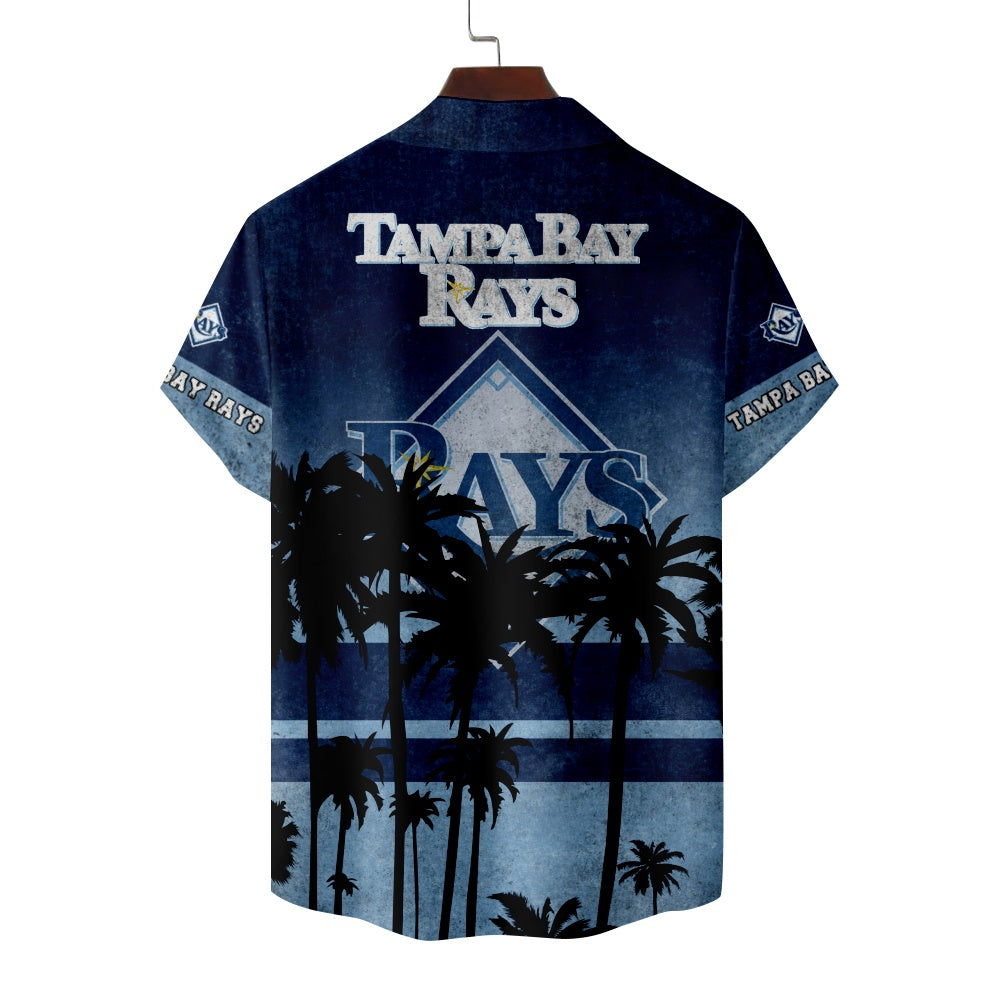 Tampa Bay Rays Baseball Hawaiian Palm Tree Short Sleeve ShirtMens short sleeve shirts Big and tall Mens shirts Short sleeve shirts for men Mens 4xl shirts Casual short sleeve shirts