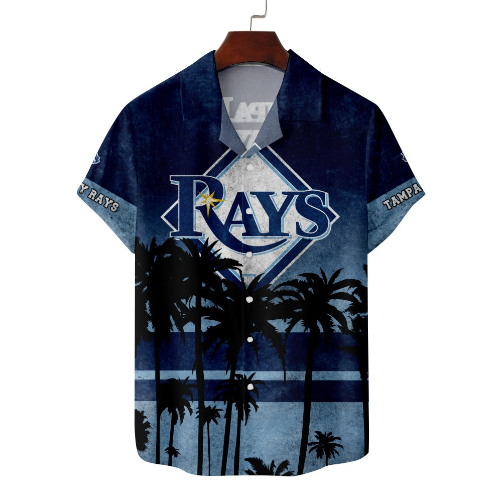 Tampa Bay Rays Baseball Hawaiian Palm Tree Short Sleeve ShirtMens short sleeve shirts Big and tall Mens shirts Short sleeve shirts for men Mens 4xl shirts Casual short sleeve shirts